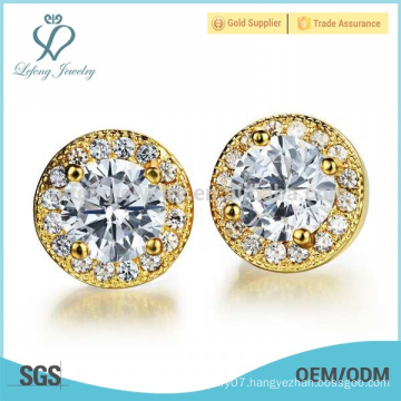 Round copper diamond earrings,18k gold earrings jewelry